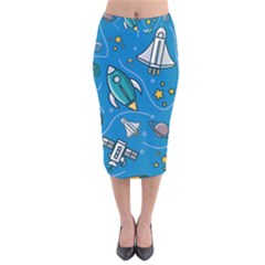 About Space Seamless Pattern Velvet Midi Pencil Skirt by Vaneshart