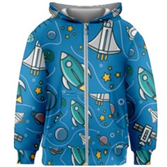 About Space Seamless Pattern Kids  Zipper Hoodie Without Drawstring by Vaneshart