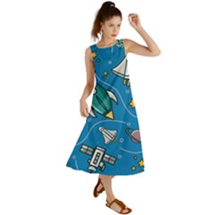 About Space Seamless Pattern Summer Maxi Dress