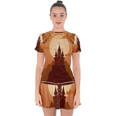 Beautiful Castle Drop Hem Mini Chiffon Dress by Vaneshart