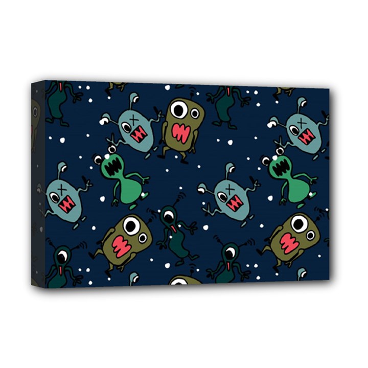 Monster Alien Pattern Seamless Background Deluxe Canvas 18  x 12  (Stretched)