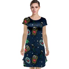 Monster Alien Pattern Seamless Background Cap Sleeve Nightdress by Vaneshart