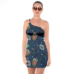 Monster Alien Pattern Seamless Background One Soulder Bodycon Dress by Vaneshart