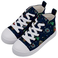 Monster Alien Pattern Seamless Background Kids  Mid-top Canvas Sneakers by Vaneshart