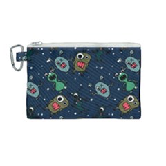 Monster Alien Pattern Seamless Background Canvas Cosmetic Bag (medium) by Vaneshart