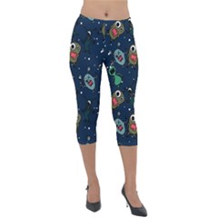 Monster Alien Pattern Seamless Background Lightweight Velour Capri Leggings  by Vaneshart