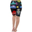 Seamless Pattern With Space Objects Ufo Rockets Aliens Hand Drawn Elements Space Cropped Leggings  View4