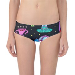 Seamless Pattern With Space Objects Ufo Rockets Aliens Hand Drawn Elements Space Classic Bikini Bottoms by Vaneshart