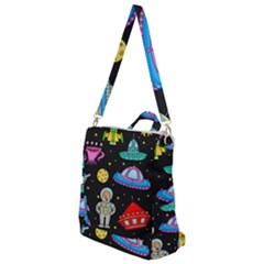 Seamless Pattern With Space Objects Ufo Rockets Aliens Hand Drawn Elements Space Crossbody Backpack by Vaneshart