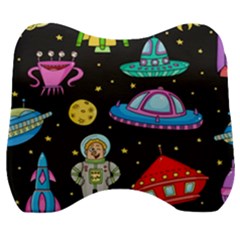 Seamless Pattern With Space Objects Ufo Rockets Aliens Hand Drawn Elements Space Velour Head Support Cushion by Vaneshart