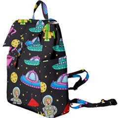 Seamless Pattern With Space Objects Ufo Rockets Aliens Hand Drawn Elements Space Buckle Everyday Backpack by Vaneshart