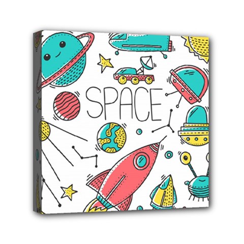 Space Cosmos Seamless Pattern Seamless Pattern Doodle Style Mini Canvas 6  X 6  (stretched) by Vaneshart