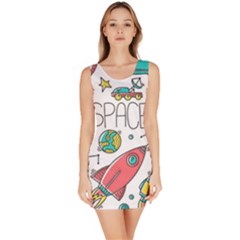 Space Cosmos Seamless Pattern Seamless Pattern Doodle Style Bodycon Dress by Vaneshart