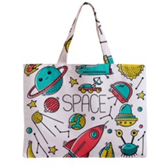 Space Cosmos Seamless Pattern Seamless Pattern Doodle Style Zipper Mini Tote Bag