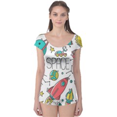 Space Cosmos Seamless Pattern Seamless Pattern Doodle Style Boyleg Leotard  by Vaneshart