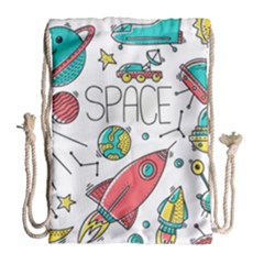 Space Cosmos Seamless Pattern Seamless Pattern Doodle Style Drawstring Bag (large) by Vaneshart