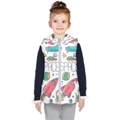 Space Cosmos Seamless Pattern Seamless Pattern Doodle Style Kids  Hooded Puffer Vest by Vaneshart