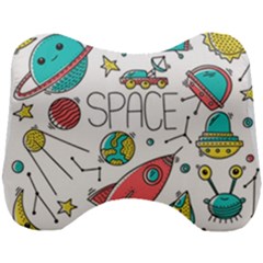 Space Cosmos Seamless Pattern Seamless Pattern Doodle Style Head Support Cushion by Vaneshart