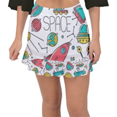 Space Cosmos Seamless Pattern Seamless Pattern Doodle Style Fishtail Mini Chiffon Skirt