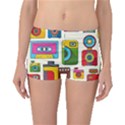 Retro Cameras Audio Cassettes Hand Drawn Pop Art Style Seamless Pattern Boyleg Bikini Bottoms View1