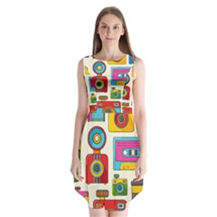 Retro Cameras Audio Cassettes Hand Drawn Pop Art Style Seamless Pattern Sleeveless Chiffon Dress   by Vaneshart