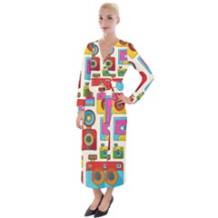 Retro Cameras Audio Cassettes Hand Drawn Pop Art Style Seamless Pattern Velvet Maxi Wrap Dress by Vaneshart