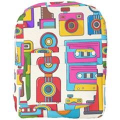 Retro Cameras Audio Cassettes Hand Drawn Pop Art Style Seamless Pattern Full Print Backpack by Vaneshart