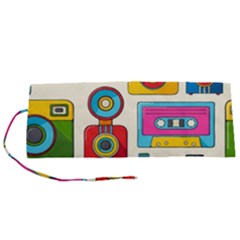 Retro Cameras Audio Cassettes Hand Drawn Pop Art Style Seamless Pattern Roll Up Canvas Pencil Holder (s) by Vaneshart