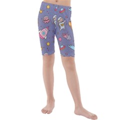 Outer Space Seamless Background Kids  Mid Length Swim Shorts by Vaneshart