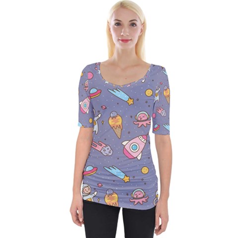 Outer Space Seamless Background Wide Neckline Tee by Vaneshart