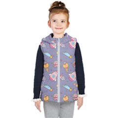 Outer Space Seamless Background Kids  Hooded Puffer Vest by Vaneshart