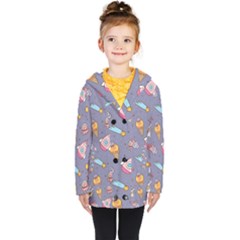 Outer Space Seamless Background Kids  Double Breasted Button Coat by Vaneshart