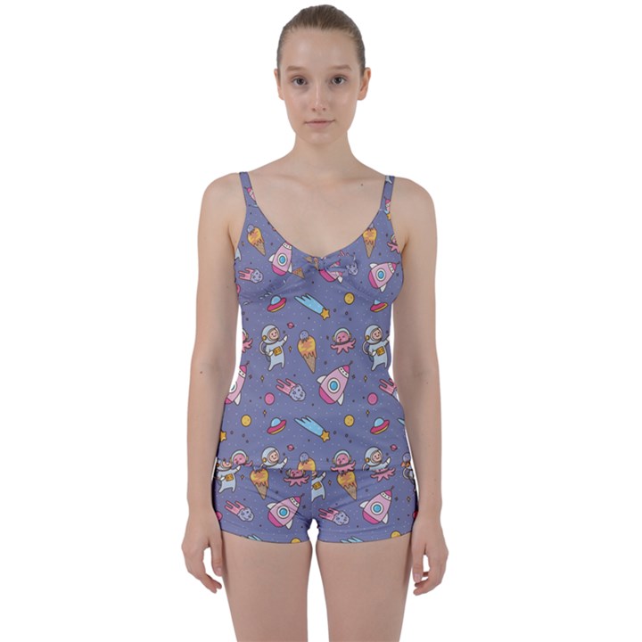 Outer Space Seamless Background Tie Front Two Piece Tankini