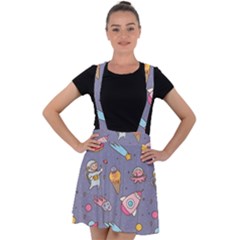 Outer Space Seamless Background Velvet Suspender Skater Skirt by Vaneshart