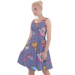 Outer Space Seamless Background Knee Length Skater Dress