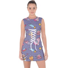 Outer Space Seamless Background Lace Up Front Bodycon Dress