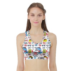 Monster Cool Seamless Pattern Sports Bra With Border by Vaneshart