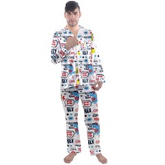 Monster Cool Seamless Pattern Men s Long Sleeve Satin Pyjamas Set by Vaneshart