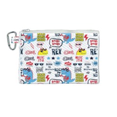 Monster Cool Seamless Pattern Canvas Cosmetic Bag (medium)