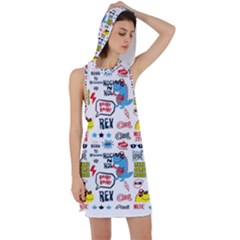 Monster Cool Seamless Pattern Racer Back Hoodie Dress by Vaneshart