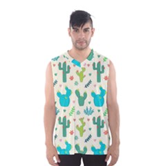 Cactus Succulents Floral Seamless Pattern Men s Basketball Tank Top by Vaneshart