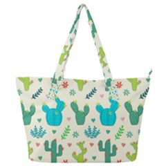 Cactus Succulents Floral Seamless Pattern Full Print Shoulder Bag by Vaneshart