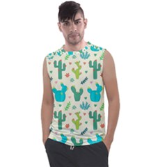 Cactus Succulents Floral Seamless Pattern Men s Regular Tank Top by Vaneshart