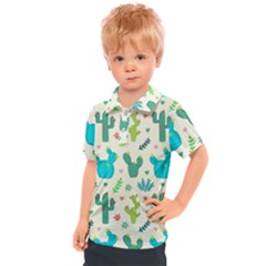 Cactus Succulents Floral Seamless Pattern Kids  Polo Tee