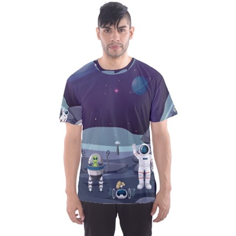 Alien Astronaut Scene Men s Sports Mesh Tee by Vaneshart