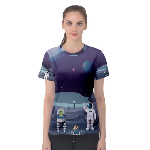 Alien Astronaut Scene Women s Sport Mesh Tee by Vaneshart