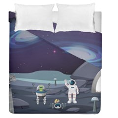 Alien Astronaut Scene Duvet Cover Double Side (queen Size) by Vaneshart