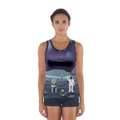 Alien Astronaut Scene Sport Tank Top  by Vaneshart