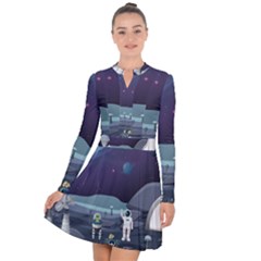 Alien Astronaut Scene Long Sleeve Panel Dress by Vaneshart