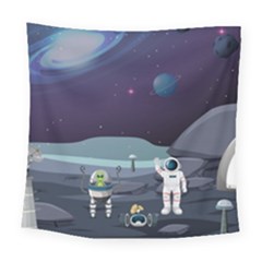 Alien Astronaut Scene Square Tapestry (large)